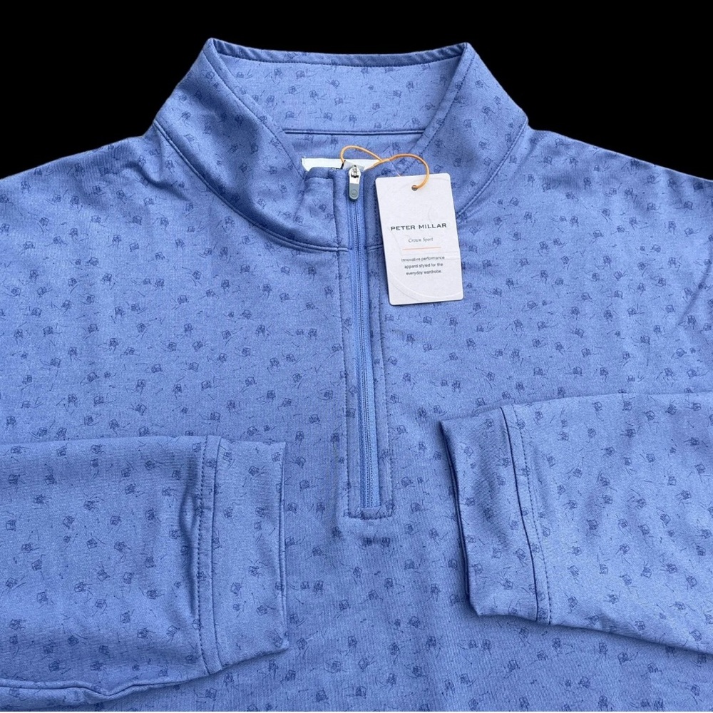 Peter Millar Mens Perth Carts Performance Quarter-Zip Top Port Blue Sz M & XL